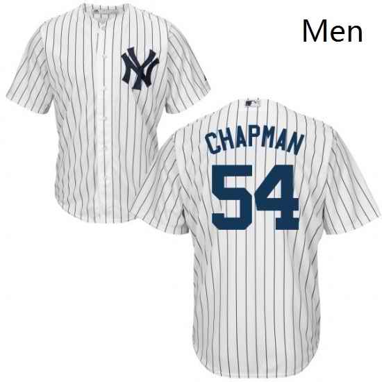 Mens Majestic New York Yankees 54 Aroldis Chapman Replica White Home MLB Jersey